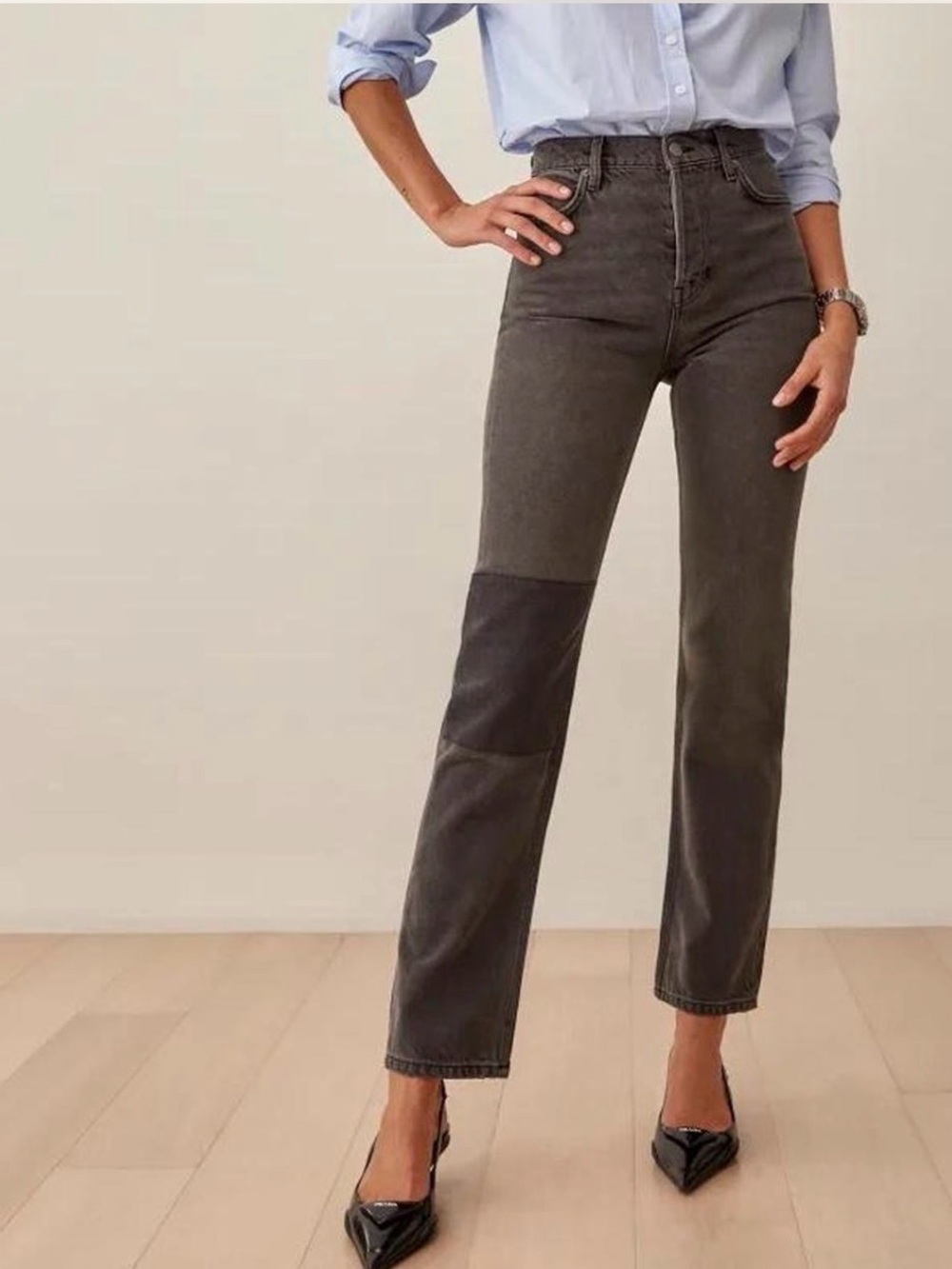Reformation Cynthia Patch Straight Jeans